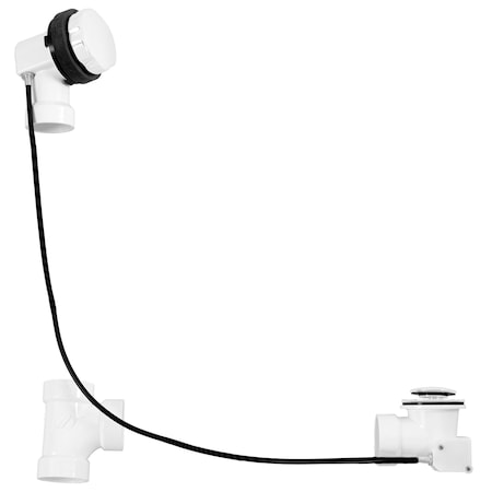 Westbrass Sch. 40 PVC 35" Cable Drive Bath Waste in Powdercoated White D50P35-50